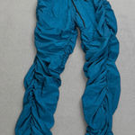 Katsu Clothing Ruched Ruffled Parachute Jogger Pants M Womens Teal Drawstring Blue Size M Photo 0