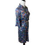 Vintage Claire Tiffany Traveler Abstract Ruffle Dress | Small | Pinup Rockabilly Blue Photo 3