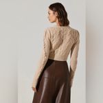 ASTR Peri Cable Knit Cropped Wool Cardigan Vanilla One Size NWT Photo 3