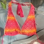 Joe Boxer Pink Orange Yellow Crochet Lace Bikini Top S Bottoms M Set Photo 6
