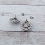 Vintage Earrings for Pierced Ears Dainty Black & Silver Tone Photo 4