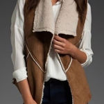 Sanctuary  Faux Suede Sherpa Open Front Vest Women’s Medium Photo 0