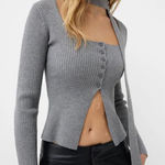 Bershka  gray knit button up cardigan with opening Photo 0