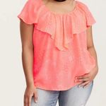 Torrid size 1 bright pink doodle print georgette blouse Photo 0