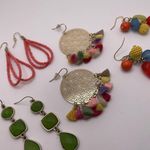 Dress Up Lot Of 4 Costume Earrings Pierced Dangle Drop  Colorful Mix Photo 9