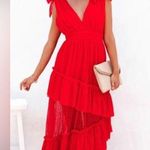 VICI Collection Tiered Tulle Midi Dress Red Sz large Photo 0