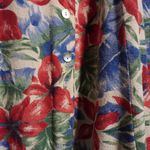 VTG Selene Sport Silk Red Floral Tropical Shell Button Midi Dress M 80s 90s Red Size M Photo 4