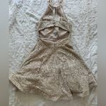 B Darlin  Size 1/2 Gold/ Tan sequin Halter Neck Dress Photo 2