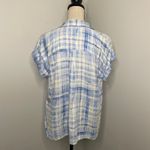 Rose + Olive Plaid Short Sleeve Shirt Large Blue Button Down Preppy Clean Girl Photo 3