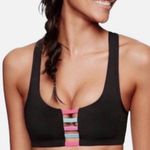 PINK - Victoria's Secret VS PINK Ultimate Sports Bra Size Small Black with Pink & Blue Strappy Cut Out Photo 1