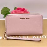 Michael Kors Jet Set Travel Wallet Phone Case Wristlet Pink Photo 1