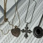 Set of 4 necklaces to gold two silver needs some cleaning worn each maybe once Photo 0