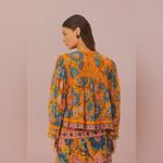 Farm Rio  NWT yellow mica short sleeve collared blouse women’s size large Photo 14