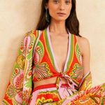 Farm Rio NWT  Beach Toucans Scarf Tie-Front Top Photo 0