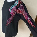 Bob Mackie  Sequin Peacock Vintage 90s Rhinestone Eye Dolman Sleeve Top Black M Photo 2