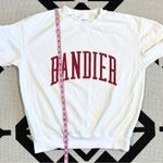 Bandier Classic Logo Varsity Crewneck Sweatshirt in White Medium Photo 8