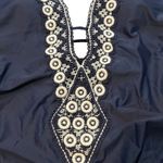 Kona Sol NWT,  Crochet Trim Plunge One Piece Swimsuit (Navy/White), Sz XL Photo 8