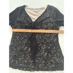 Dressbarn Babydoll Top L Black Lace Y2K Velvet Burnout Whimsigoth Bell Sleeve Size L Photo 7
