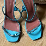 Amina Muaddi  Gilda Crystal-Embellished Blue Heel Photo 1