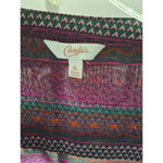 Candie's  Size XL Purple Multi Color Roll Tab Zip Front V-Neck Pocket Front Top Photo 1