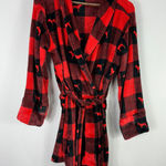 PINK - Victoria's Secret  Robe ML Red Buffalo Plaid Dog Logo Cozy Y2K Cabincore Photo 0