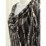 Laura Ashley  Black White Lagenlook Tunic Medium 3/4 Sleeve Beige Striped Office Photo 2