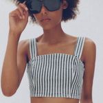 ZARA | Blue White Striped Denim Square Neck Sleeveless Crop Top Size L Photo 0