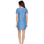 Lucky Brand  Chambray Blue Denim Dress Lace Up Short Sleeve V-Neck Large Photo 3