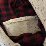 Maurice's  White Speckled Hoodie with Red Plaid Photo 1