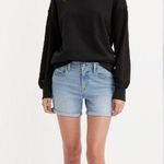 Levi's NWT BLUE Women's Mid-Length Cuffed Mid Rise Stretch Shorts Size 18 34 Photo 0