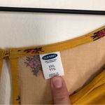 Old Navy  Mustard Yellow Red Floral Long Sleeve Keyhole Mini Midi Flowy Dress Photo 3