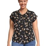 No Boundaries  Shirt Size 3X 23-25 Juniors Tie Front Black Floral New Photo 0