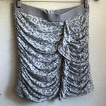 Rebecca Taylor  gray leopard ruched zipper mini skirt LARGE Photo 0