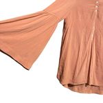 Free People Tunic Top Womens Small Orange Boho Bell Sleeve Sheer Blouse Photo 4