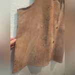 Coldwater Creek Womens Large Leather Vest Tan Cut Outs Coastal Cowgirl Western Photo 1