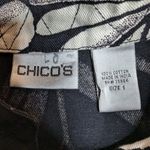 Chico's Vtg 1990s  Black Ivory Illustrated Floral Button Up Cotton Jacket 1 M Photo 4