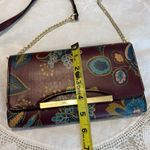 A New Day  Burgundy Wine Floral Clutch Crossbody Purse Gold Hardware Botanical Photo 8