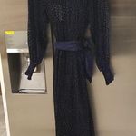 The Great ππ The Merry Dress ~ Navy Blue Velvet Burnout Polka Dot Midi M NWT Photo 10