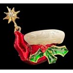 Santa Hat Brooch Pin Whimsical New Christmas Dangle Star Holly Berry Le… Red Photo 2