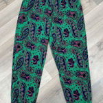 Aerie Paisley Print Harem Jogger Pants Green Pink Blue Small Pull On Elastic Photo 0