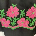 Vtg S Sanibel Sport Floral Embroidered Midi Black Photo 1