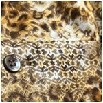 Kasper  Silk Leopard Print Button Down Blouse Petite Size 6 Small Gold Brown Photo 9