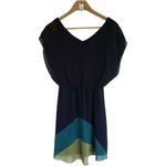 Sweet Storm Womens  Flutter Sleeve Navy Blue Color Block Dress - Sz L Photo 1