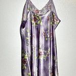 Vintage Dentelle Satin Slip Dress Chemise Nightgown Floral Purple Medium Photo 3
