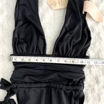 Free People NEW HAH Noir Black Cut to the Chase Soft Plunging V-neck Bodysuit S Photo 6