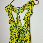 Tanya Taylor  Yellow Blue Printed Silk Chiffon V-Neckline Maxi Dress Size 2 Photo 6