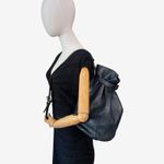 Mulberry Navy Pebbled Leather Drawstring Bucket Bag Plaid Lining England Photo 13