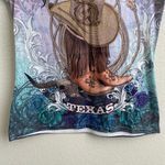 Texas Cowgirl Pastel Purple Green Western Rhinestone Short Sleeve Graphic Tee Multiple Size L Photo 2