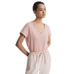Reiss New! Luana Cotton-jersey V-neck Women T-Shirt in Pink Sz Medium $60 Photo 1