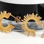 Gold Sun Rays Open Hoop Earrings Photo 5